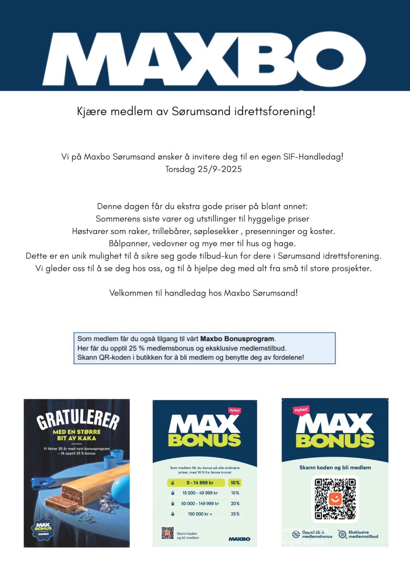 Handledag hos Maxbo Sørumsand for SIF-medlemmer - torsdag 25. september 2025